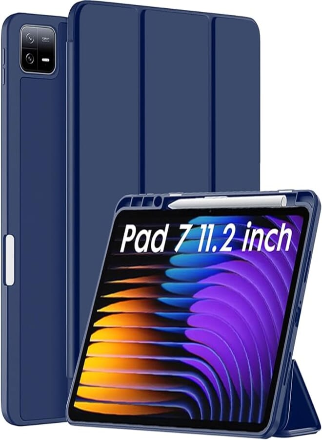 Robustrion Cover for Xiaomi Mi Pad 7 11.2 inch Cover Case, Trifold Flip Case Cover with [Pencil Holder] for Xiaomi Pad 7 Cover [Support Auto Sleep Wake] - Navy